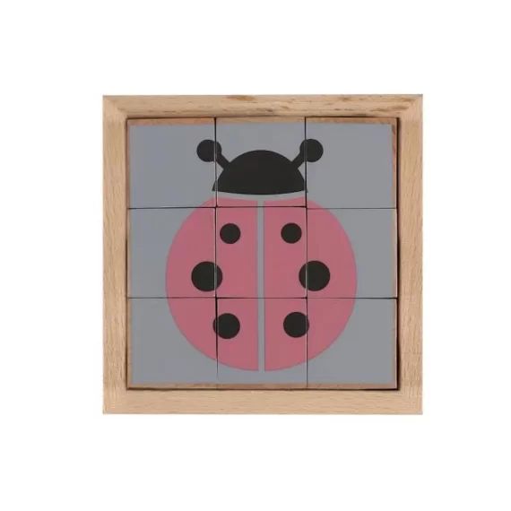 Puzzle cube animaux en bois bleu