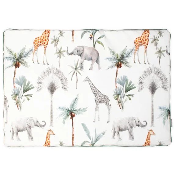 Oreiller Plat Réversible En Coton Safari Blanc Imprimé Safari