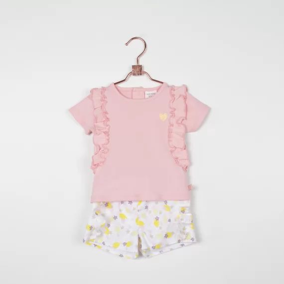 Short à motifs citrons Fille Blanc