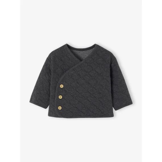 Cardigan ouverture croisée naissance bébé anthracite