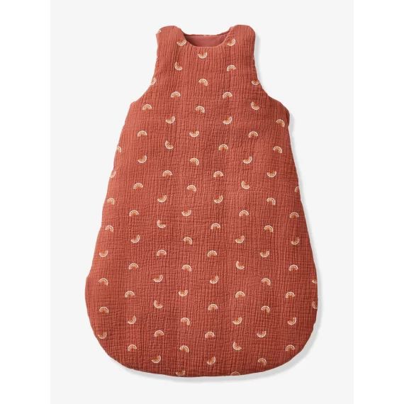 Gigoteuse sans manches en gaze de coton bio* personnalisable HAPPY SKY marron imprimé