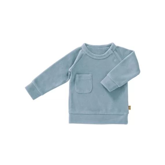 Sweat de pyjama en velours bio Blue fog (0-3 mois : 50 à 60 cm)