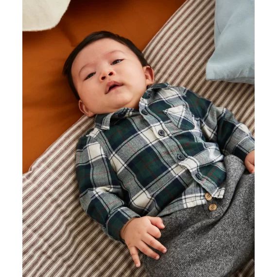 Chemise à carreaux bébé garçon en coton –  – Soldes