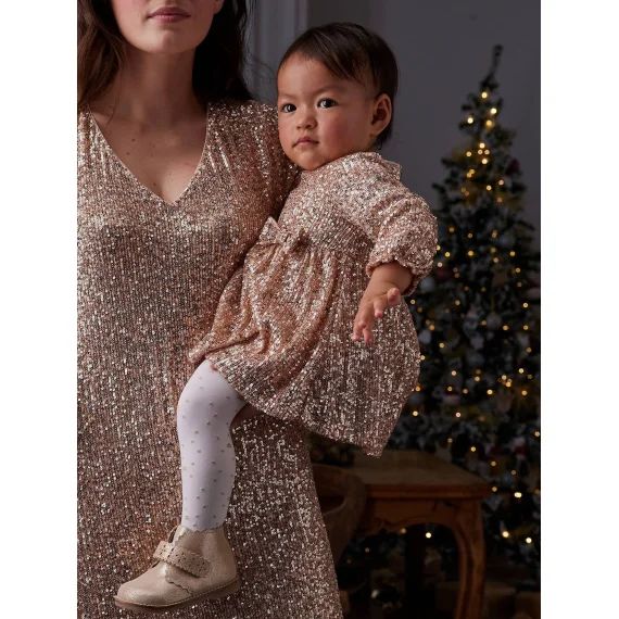 Robe de fête bébé à sequins or