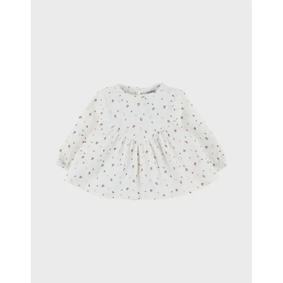 Blouse En Coton Imprimé Fleuri Ecru