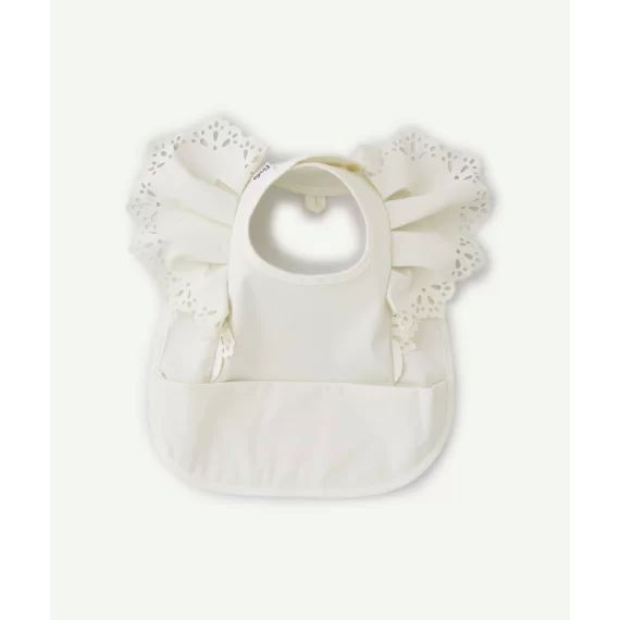 Bavoir écru et volanté avec détails brodés –  – Soldes