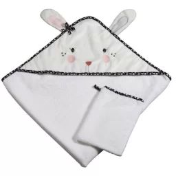 Cape de bain + gant Sauthon Miss Fleur de Lune pour bébé et enfant – Sauthon déco – Sauthon Déco Déco Miss Fleur de Lune blanc