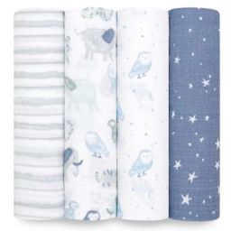Lot de 4 maxi langes en coton Time to Dream (112 x 112 cm)