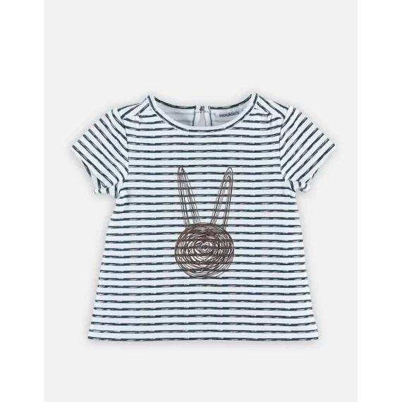 T-shirt manches courtes à rayures blanc