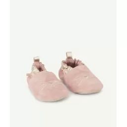 Chaussons bébé fille roses en cuir avec détails chats –  – Soldes