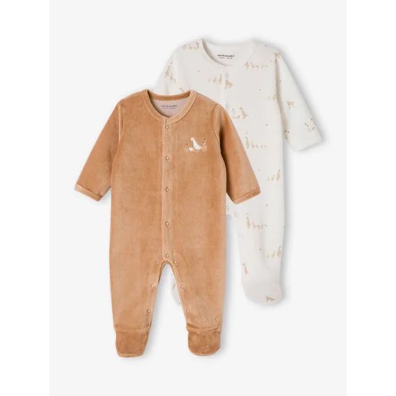 Lot 2 dors-bien velours ouverture naissance bébé cappuccino