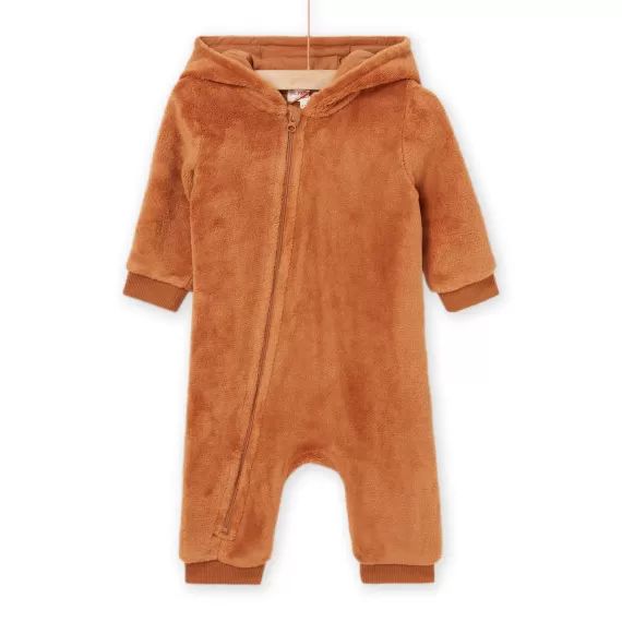 Combinaison Unie Marron En Fourrure Synthétique