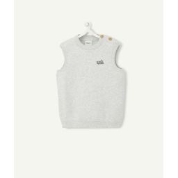 Pull sans manches bébé garçon gris en coton avec message –  – Soldes