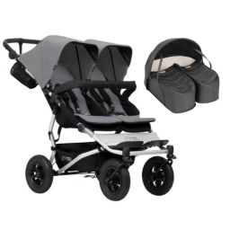 Poussette Double Mountain Buggy Duet V3.2 – Silver + Cocoon Jumeaux