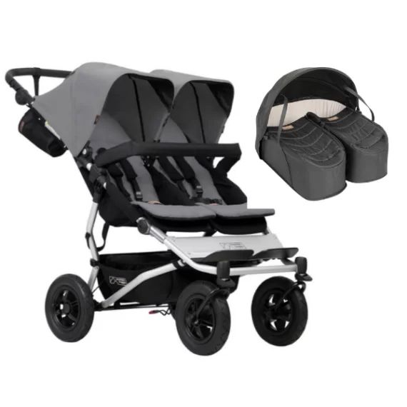 Poussette Double Mountain Buggy Duet V3.2 – Silver + Cocoon Jumeaux