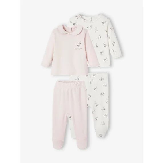 Lot de 2 pyjamas 2 pièces bébé rose pâle