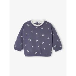 Sweat col en broderie anglaise bébé marine