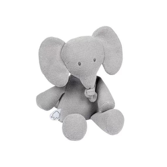 Peluche en tricot Tembo l&rsquo;éléphant gris (32 cm)