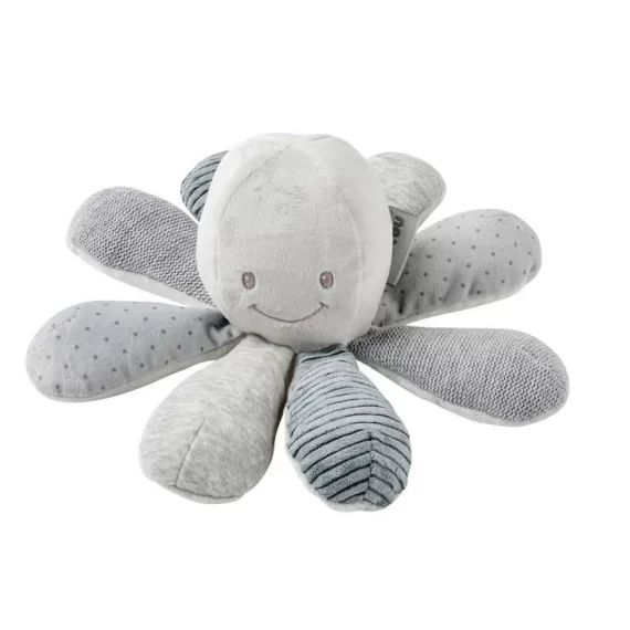 NATTOU Pieuvre multi-activités (hochet, papier bruissant, scouic) – Multi-matières – Gris gris