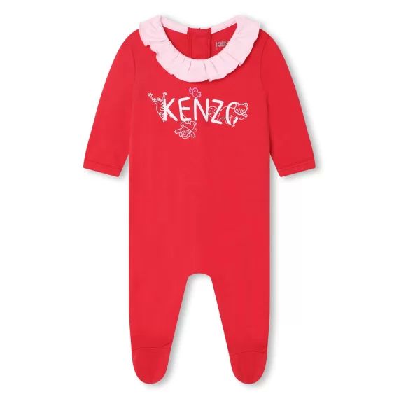 Pyjama à col volanté en coton Fille Rouge