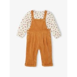Ensemble blouse + salopette bébé caramel