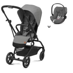 Poussette Cybex Eezy S Twist PLUS 2 – Châssis Black/ Siège Dove Grey + Coque Auto Cloud T i-Fix – Sepia Black (2023)