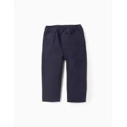 Pantalon En Coton Et Lin Bleu Foncé