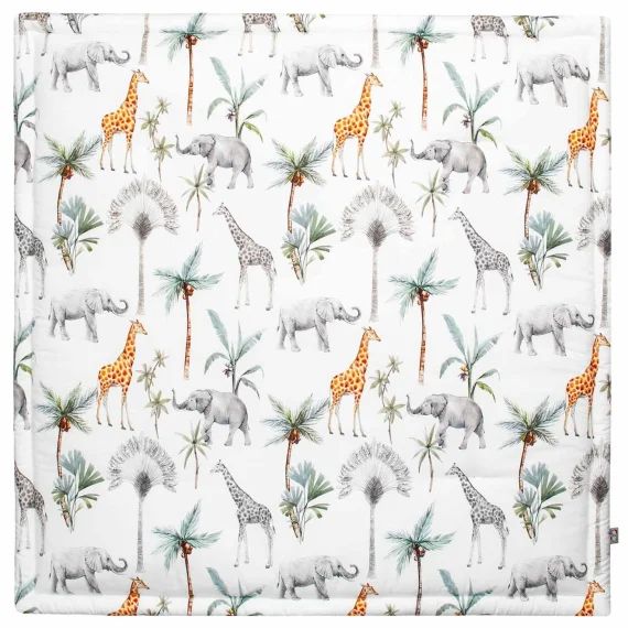 Tapis De Parc Tapis D&rsquo;éveil Réversible Safari Blanc Imprimé Safari