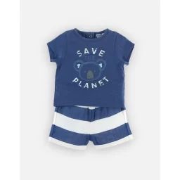 Set t-shirt + short en coton BIO bleu