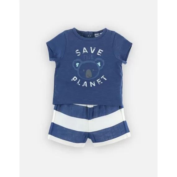 Set t-shirt + short en coton BIO bleu