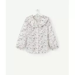 Chemise bébé fille en coton imprimée fleuri avec col –  – Soldes