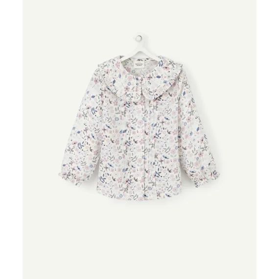 Chemise bébé fille en coton imprimée fleuri avec col –  – Soldes