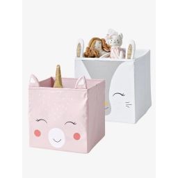 Lot de 2 bacs de rangement Magic Licorne rose + blanc