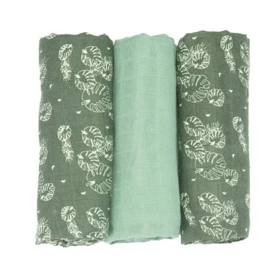 Lot De 3 Langes Bébé Pour La Toilette 70×70 Trois Kilos Sept – Vert – 70×70 Cm Vert