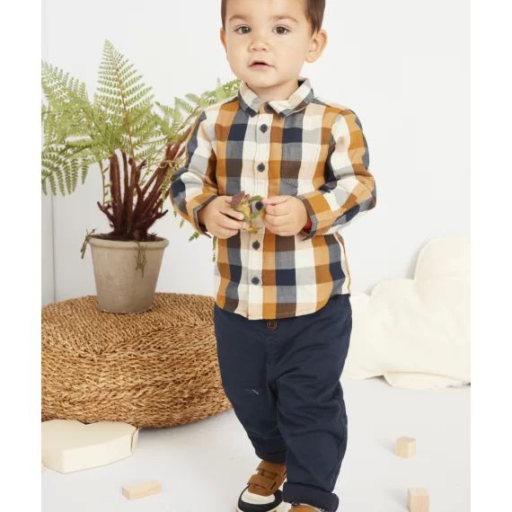 Pantalon sarouel bleu marine avec boutons bébé garçon –  – Soldes