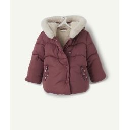 Doudoune prune et fleuri en rembourrage recyclé –  – Soldes