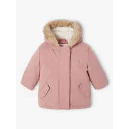 Parka + doudoune fine bébé 3 en 1 vieux rose