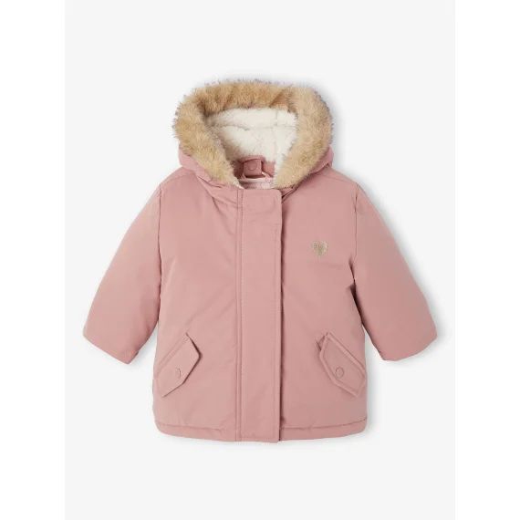 Parka + doudoune fine bébé 3 en 1 vieux rose