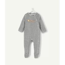 Dors bien bébé en velours rayé bleu et en coton bio avec message –  – Soldes