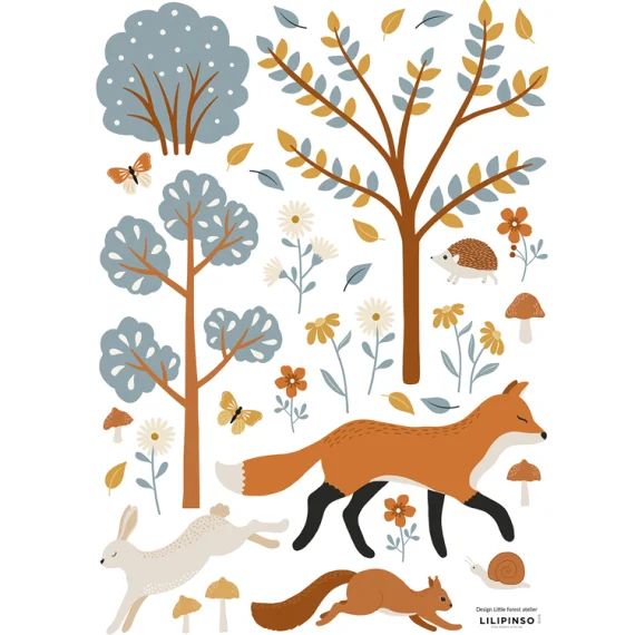 Planche de stickers A3 renard Woodland Animals