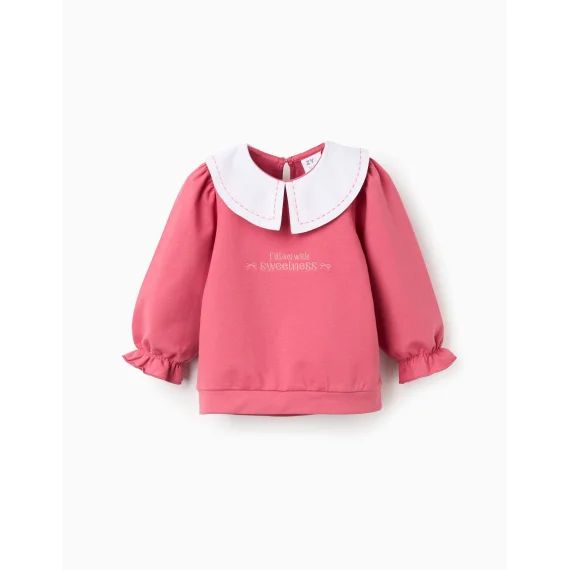 Sweat Avec Col Hollandais Rose Foncé