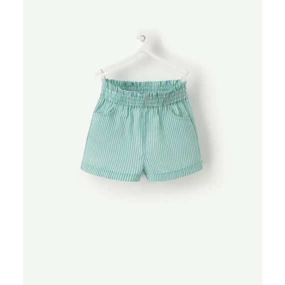 Short bébé fille en coton vert avec rayures –  – Soldes