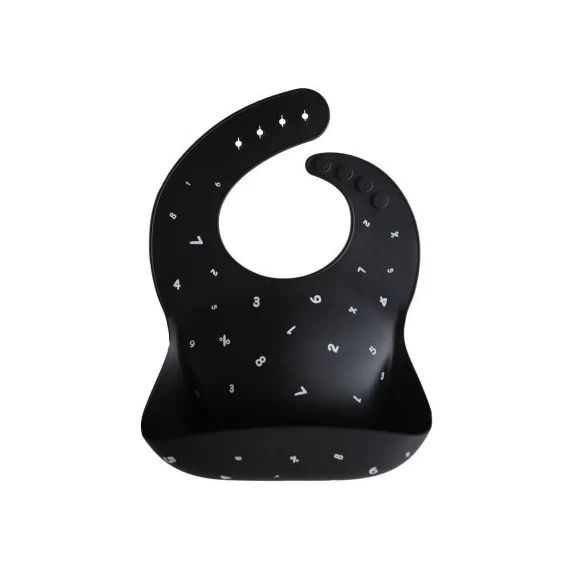 Bavoir à poche en silicone Black numbers