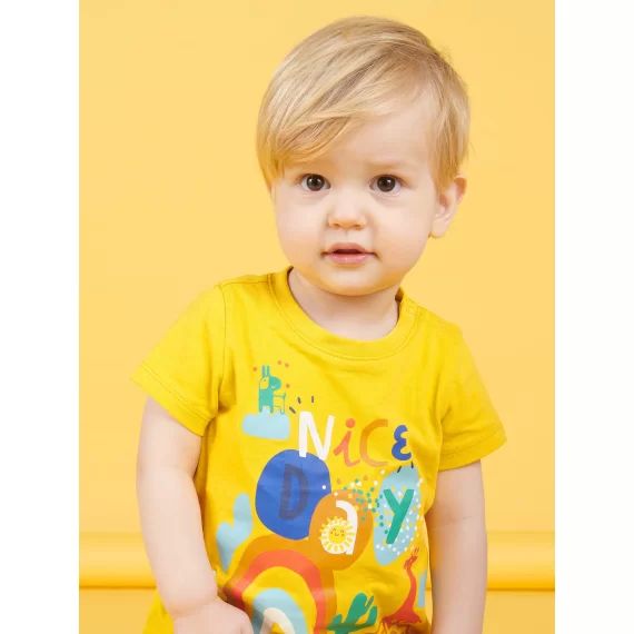 T-shirt Jaune À Motifs Fantaisie Colorés Bébé Garçon