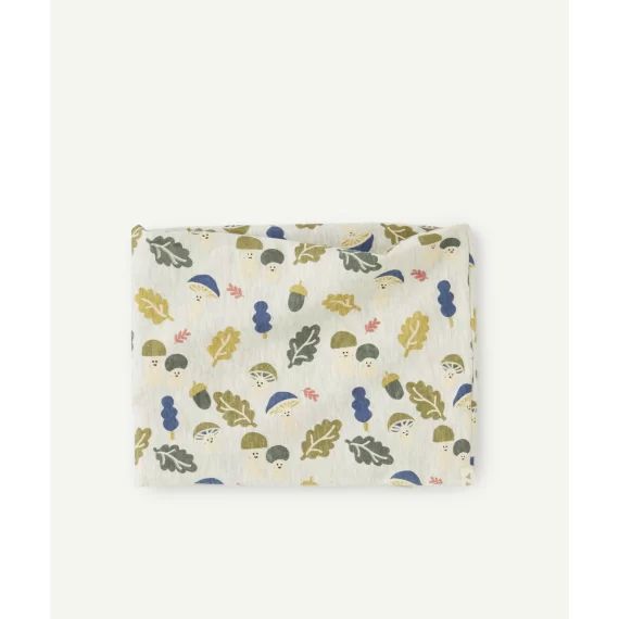 Snood bébé garçon gris chiné imprimé champignons et feuilles