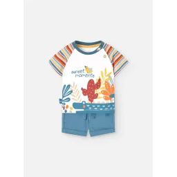 Ensemble T-shirt Imprimé Et Pantalon Court Blanc