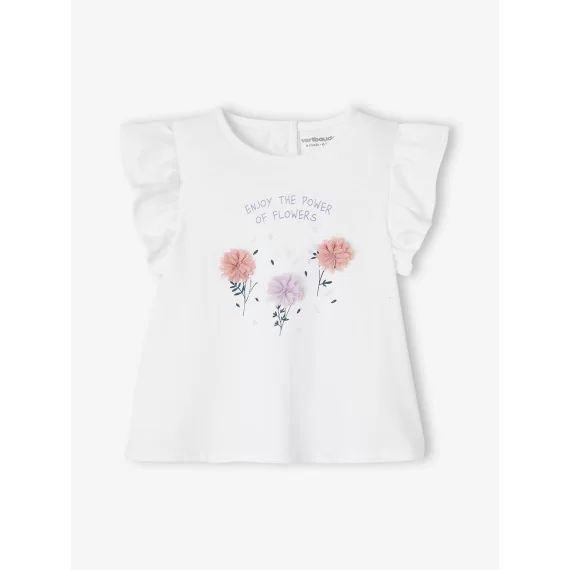 T-shirt avec fleurs en relief bébé blanc