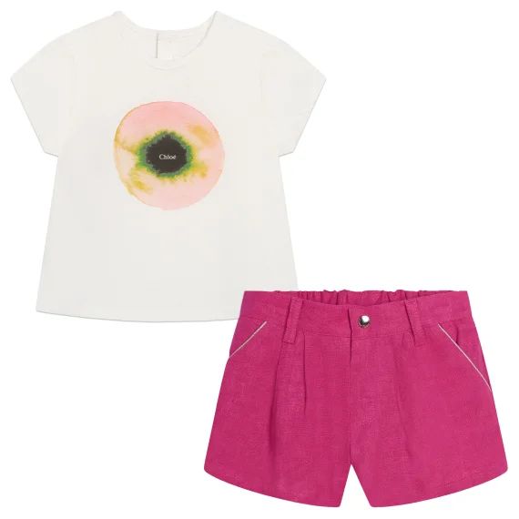 Ensemble short et T-shirt Fille Rose