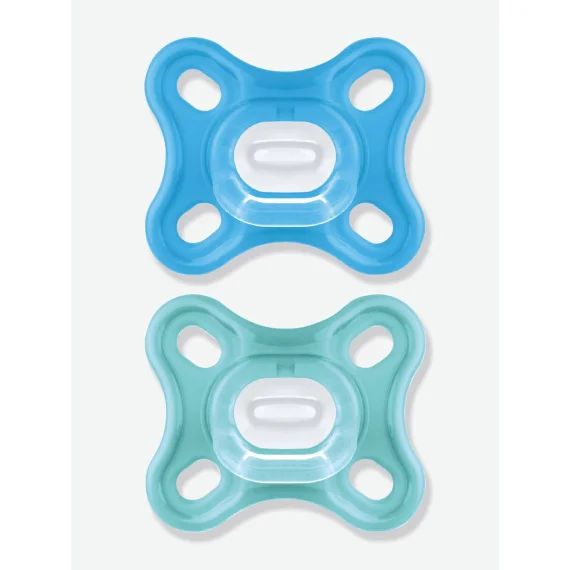 Lot de 2 sucettes nouveau-né en silicone MAM Comfort bleu + vert