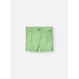 Bermuda Uni Avec Pinces Et Fermeture À Bouton Vert